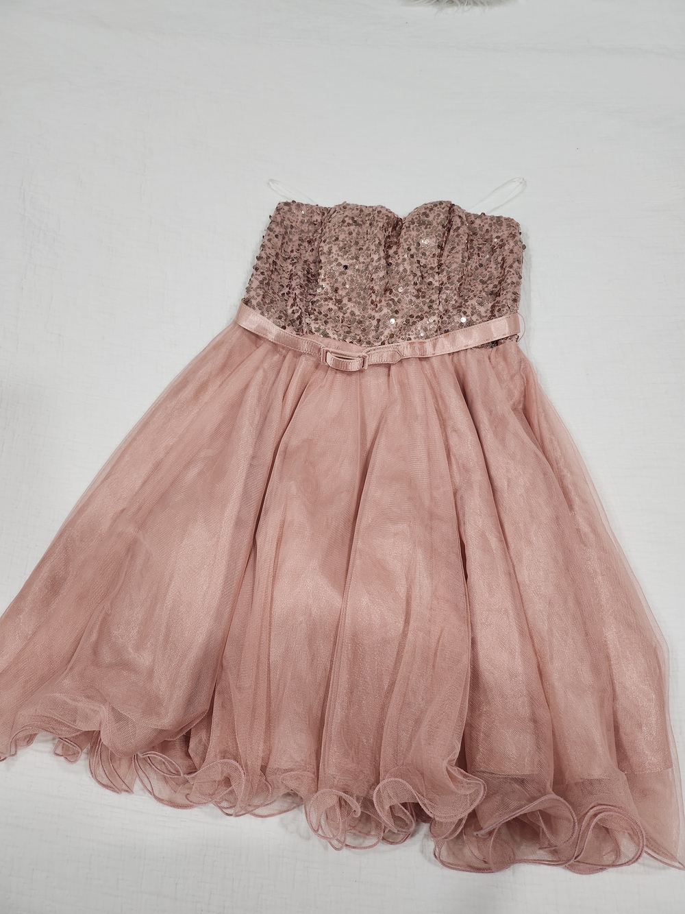 Blush Pink Sequin Bustier Party Dress